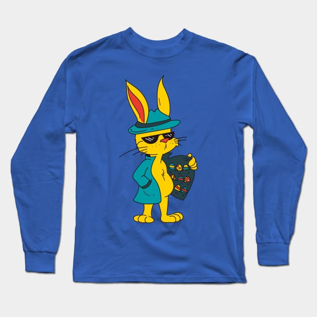 Shady Easter Bunny Long Sleeve T-Shirt by Planet of Tees